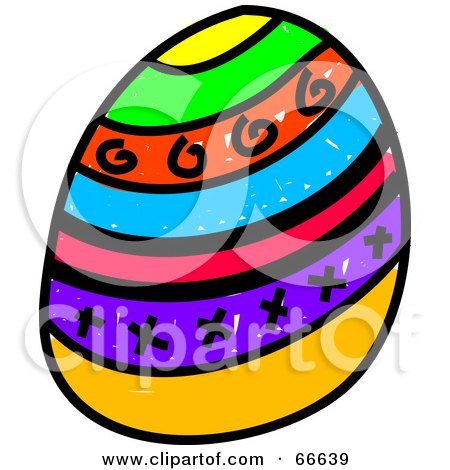 Royalty-Free (RF) Clipart Illustration of a Sketched Striped Easter Egg by Prawny