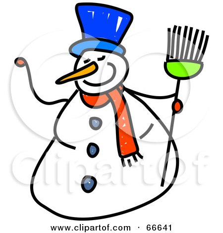 Royalty-Free (RF) Clipart Illustration of a Sketched Snowman by Prawny