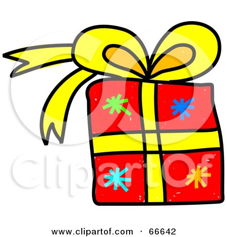 Royalty-Free (RF) Clipart Illustration of a Sketched Christmas Present by Prawny