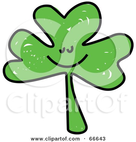 Royalty-Free (RF) Clipart Illustration of a Sketched Happy Clover by Prawny