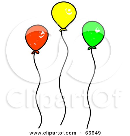 Royalty-Free (RF) Clipart Illustration of Sketched Floating Party Balloons by Prawny