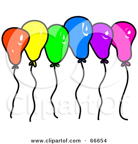 Royalty-Free (RF) Clipart Illustration of Sketched Colorful Party Balloons by Prawny