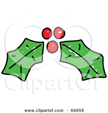 Royalty-Free (RF) Clipart Illustration of Sketched Christmas Holly by Prawny