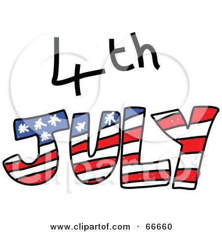 Royalty-Free (RF) Clipart Illustration of a Sketched Fourth of July Greeting by Prawny