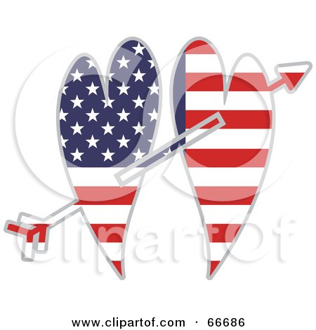 Royalty-Free (RF) Clipart Illustration of Two American Hearts On An Arrow by Prawny