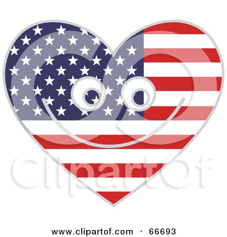 Royalty-Free (RF) Clipart Illustration of a Happy American Heart by Prawny