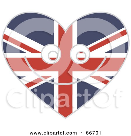 Royalty-Free (RF) Clipart Illustration of a Smiling Union Jack Heart by Prawny