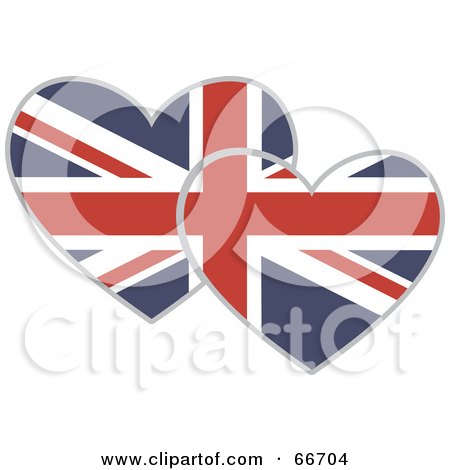 Royalty-Free (RF) Clipart Illustration of Two Union Jack Hearts by Prawny