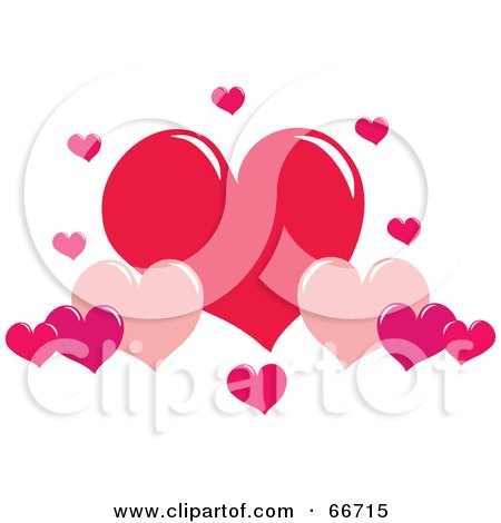 Royalty-Free (RF) Clipart Illustration of Red And Pink Heart Clouds by Prawny