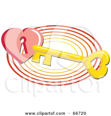 Royalty-Free (RF) Clipart Illustration of a Skeleton Key With A Heart On Rings by Prawny