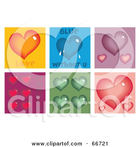 Royalty-Free (RF) Clipart Illustration of a Digital Collage Of Colorful Heart Squares by Prawny