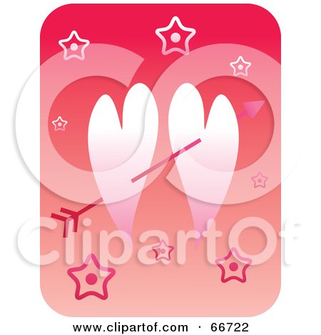 Royalty-Free (RF) Clipart Illustration of an Arrow Through Two Hearts Surrounded By Stars On Pink by Prawny