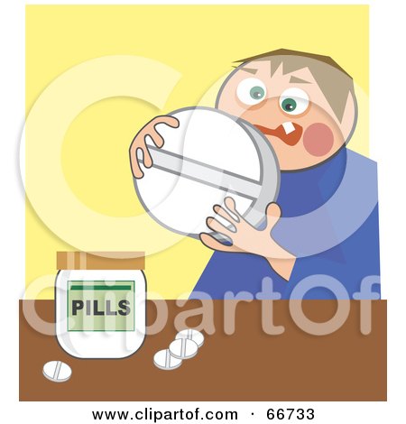 Royalty-Free (RF) Clipart Illustration of a Man Holding A Giant Pill by Prawny