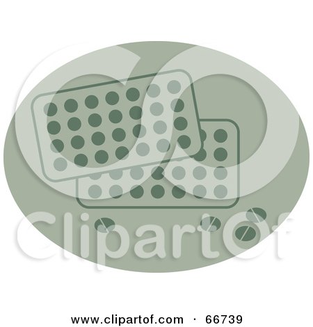 Royalty-Free (RF) Clipart Illustration of Packets Of Pills On A Green Oval by Prawny