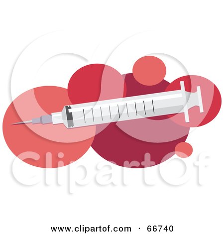 Royalty-Free (RF) Clipart Illustration of a Medical Syringe Over Pink Circles by Prawny
