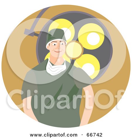 Royalty-Free (RF) Clipart Illustration of a Male Surgeon In Green Scrubs, Standing In Front Of A Light by Prawny
