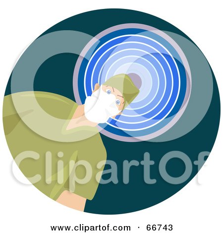 Royalty-Free (RF) Clipart Illustration of a Male Surgeon In Green Scrubs, Standing In Front Of A Blue Light by Prawny