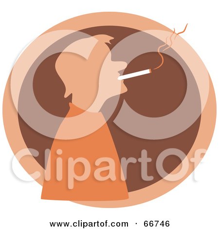 Royalty-Free (RF) Clipart Illustration of a Male Smoker In Profile, Smoking A Cigarette by Prawny