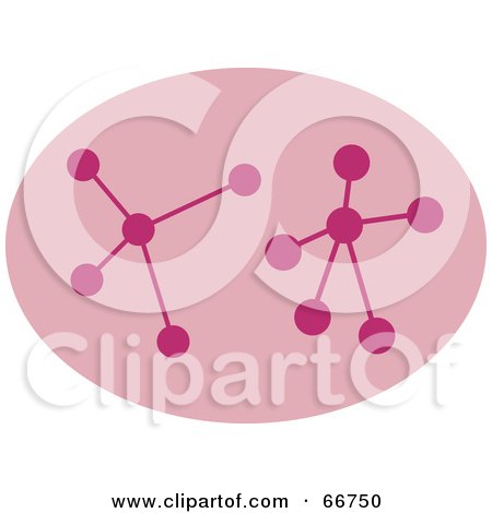 Royalty-Free (RF) Clipart Illustration of Two Pink Molecules on a Pink Oval by Prawny