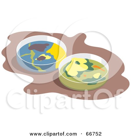 Royalty-Free (RF) Clipart Illustration of Two Scientific Petri Dishes by Prawny