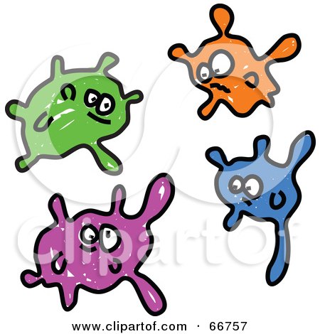 Royalty-Free (RF) Clipart Illustration of Four Colorful Bacterium by Prawny