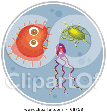Royalty-Free (RF) Clipart Illustration of Colorful Bacteria On A Blue Circle by Prawny