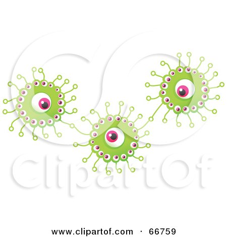 Royalty-Free (RF) Clipart Illustration of Three Green Bacteria by Prawny