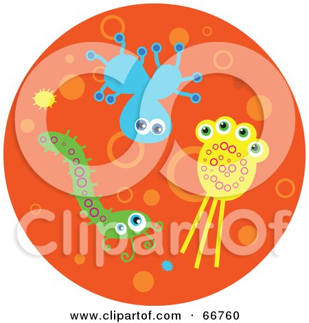 Royalty-Free (RF) Clipart Illustration of Colorful Bacteria On An Orange Circle by Prawny