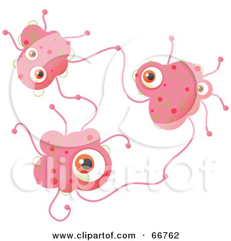 Royalty-Free (RF) Clipart Illustration of Three Pink Bacteria by Prawny