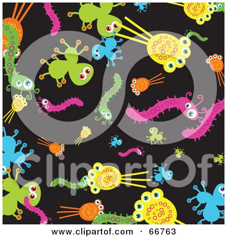 Royalty-Free (RF) Clipart Illustration of Colorful Bacteria On Black by Prawny