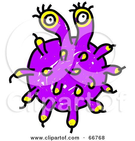 Royalty-Free (RF) Clipart Illustration of a Tentacled Purple Germ by Prawny
