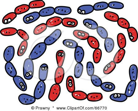 Royalty-Free (RF) Clipart Illustration of a Group of Red and Blue Germs by Prawny