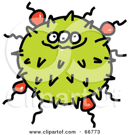 Royalty-Free (RF) Clipart Illustration of a Spiky Green Germ by Prawny