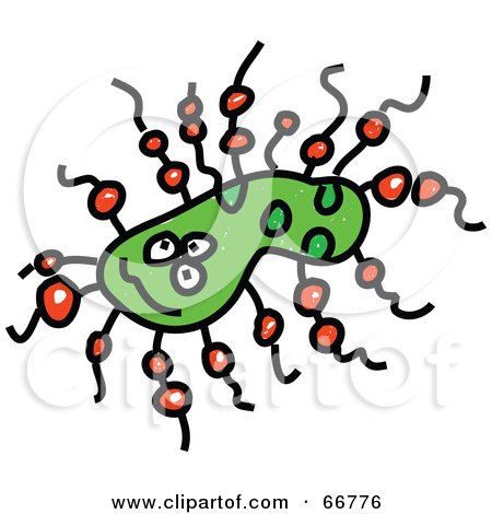 Royalty-Free (RF) Clipart Illustration of a Green Germ With Red Dot Legs by Prawny