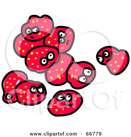 Royalty-Free (RF) Clipart Illustration of a Group of Red Spores by Prawny