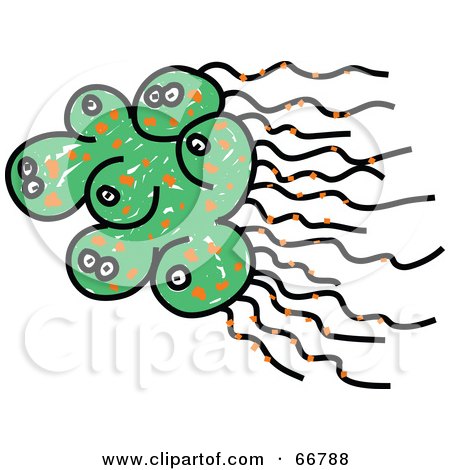 Royalty-Free (RF) Clipart Illustration of Green Microorganisms With Strings by Prawny