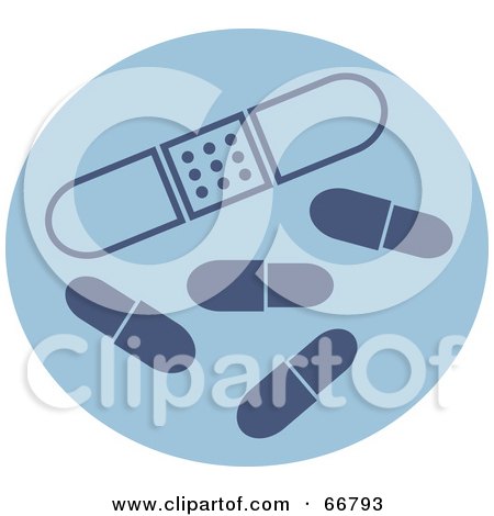 Royalty-Free (RF) Clipart Illustration of a Blue Circle With Bandages by Prawny