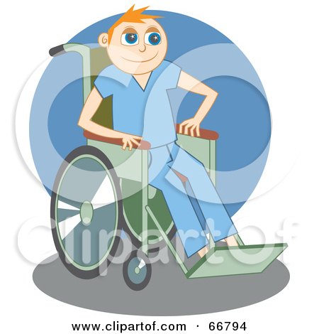 Royalty-Free (RF) Clipart Illustration of a Jolly Disabled Man In A Wheelchair by Prawny