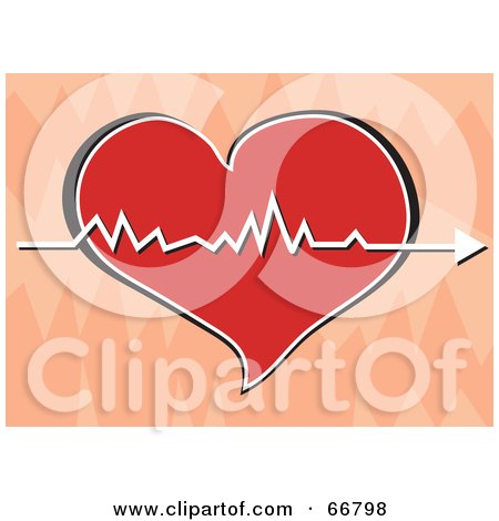 Royalty-Free (RF) Clipart Illustration of a White Heartbeat Graph Over A Red Heart On Pink by Prawny