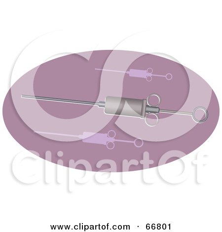 Royalty-Free (RF) Clipart Illustration of Embalming Syringes On A Purple Oval by Prawny