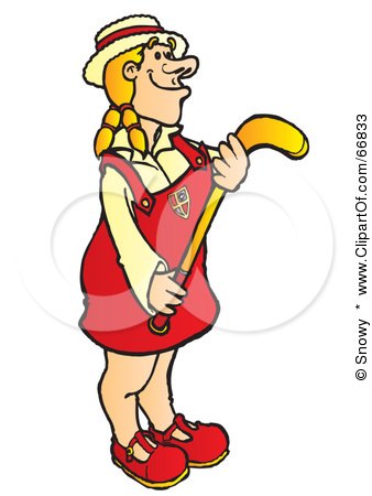 Royalty-Free (RF) Clipart Illustration of a Blond Hockey Player Girl In A Red Uniform by Snowy
