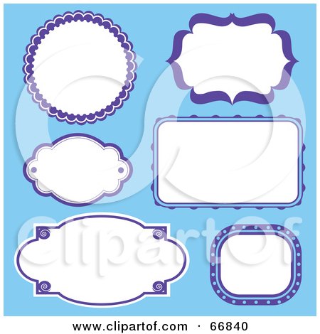 Royalty-Free (RF) Clipart Illustration of a Digital Collage Of Purple Frames On Blue by Pushkin