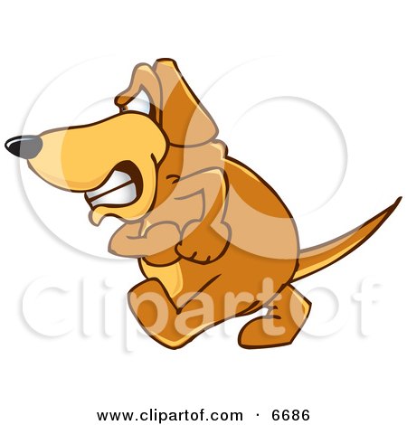 Brown Dog Mascot Cartoon Character With an Angry Grumpy Expression Clipart Picture by Toons4Biz