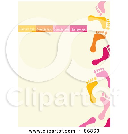 Royalty-Free (RF) Clipart Illustration of a Colorful Foot Border Around White by Pushkin