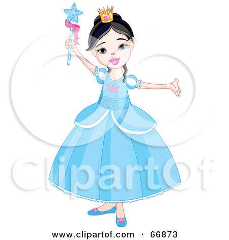 Royalty-Free (RF) Clipart Illustration of a Pretty Princess Girl In A Blue Dress by Pushkin