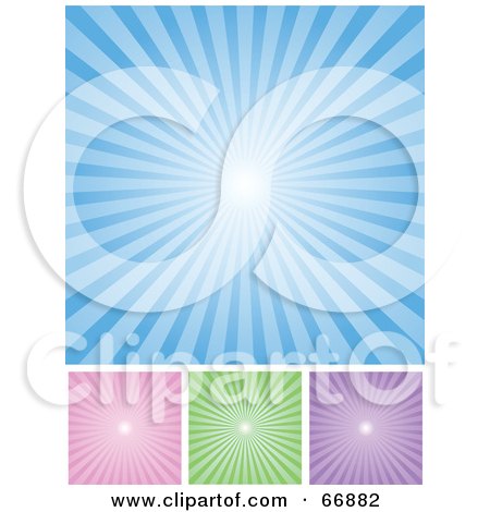 Royalty-Free (RF) Clipart Illustration of a Digital Collage Of Four Radial Burst Backgrounds by Pushkin
