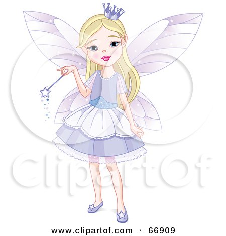 Royalty-Free (RF) Clipart Illustration of a Pretty Blond Fairy Princess Girl In A Purple Dress by Pushkin