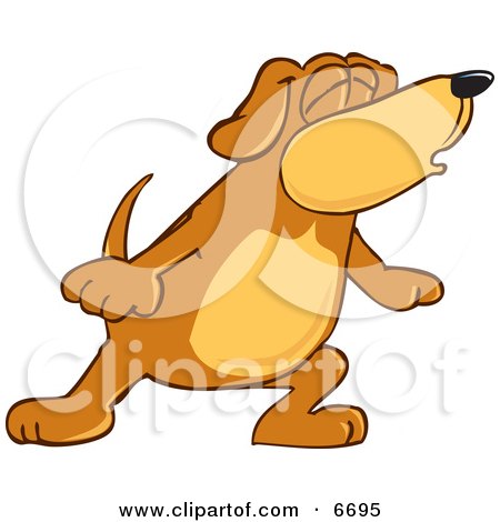Brown Dog Mascot Cartoon Character With Closed Eyes, Singing or Howling Clipart Picture by Toons4Biz