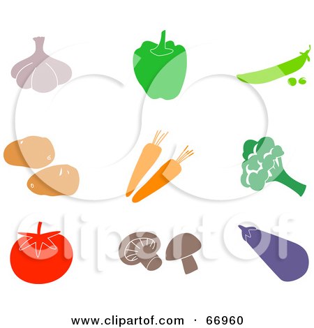 Royalty-Free (RF) Clipart Illustration of a Digital Collage Of Organic Produce Icons by Prawny