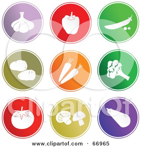 Royalty-Free (RF) Clipart Illustration of a Digital Collage Of Colorful Organic Produce Icons by Prawny